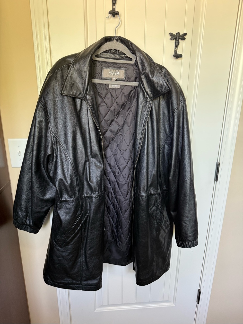 Plus Size 3X Wilson’s Leather Black Thinsulate Lined Car Coat Jacket